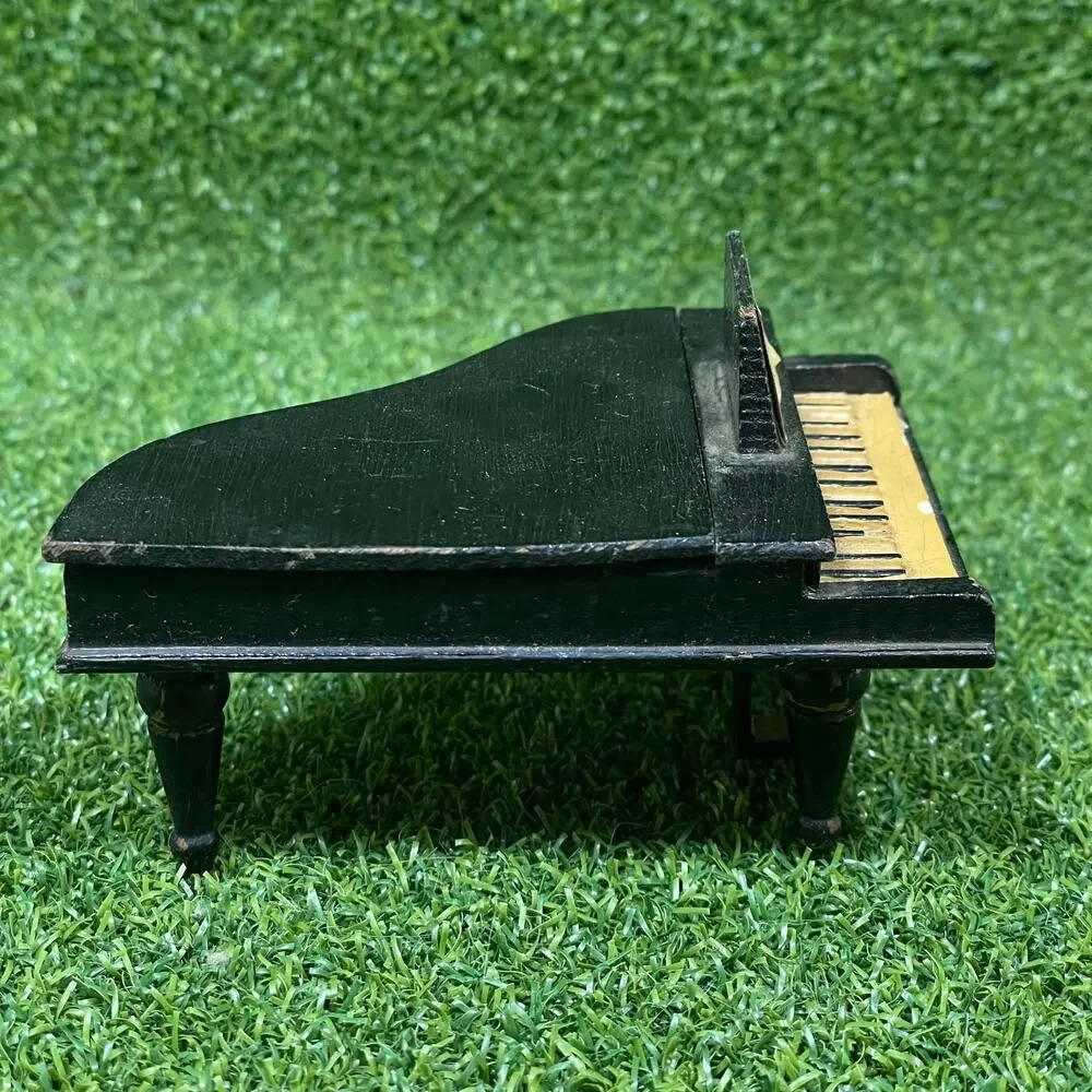 Vintage 1:12 Scale Black Wooden Grand Piano Dollhouse Miniature